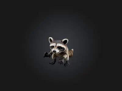 Realistic Hurt Raccoon Model Low-poly 3D model
