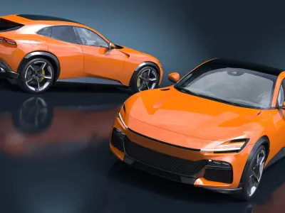 Sports Crossover Car Orange 3D model