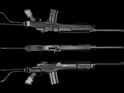 Game Ready Tactical Ruger Mini 14 PBR Rigged Low-poly 3D model