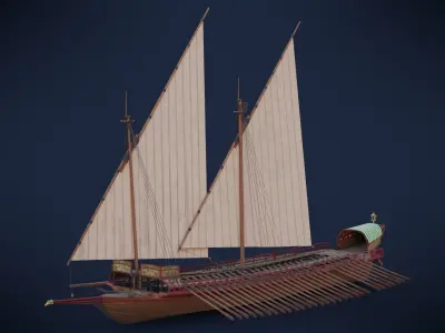 Medieval Galley Low-poly 3D model
