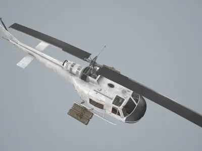 Bell UH-1C Blank Livery Complex Animation Low-poly 3D model