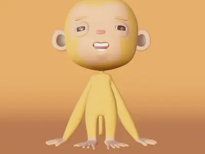 Yellow Monkey Low-poly 3D model