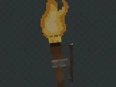 3d pixel torch Low-poly 3D model