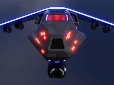 Aircraft Commercial Spaceship Game ready 3D model