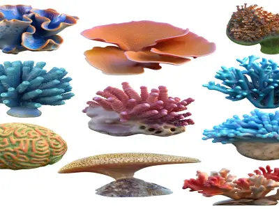 Coral collection 21-30   Low-poly 3D model