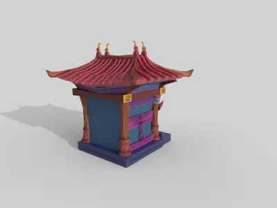Japanese Temple Low-poly 3D model