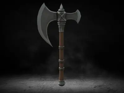 Viking - Medieval OneHand Battle Axe High-poly 3D Model 3D model