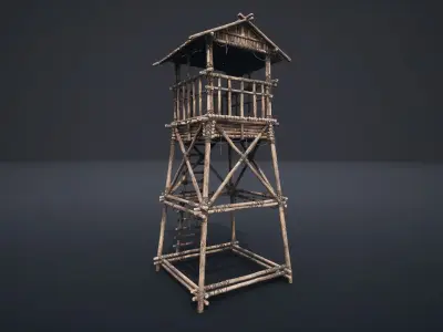 WATCHTOWER SCOUT TOWER FORT FORTRESS CASTLE WALLS AAA NEXTGEN Low-poly 3D model