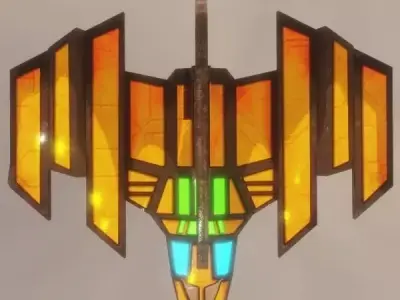 Sci-fi Spaceship Strike Back Low-poly 3D model