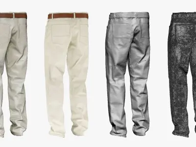 001286 white jeans Low-poly 3D model