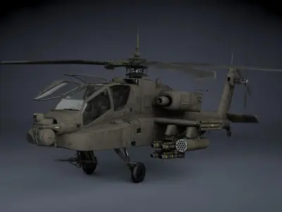 AH-64A Apache Low-poly 3D model