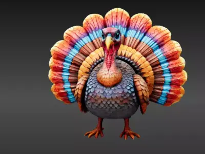 Stylized Low-Poly Thanksgiving Turkey 3D Model Printable Low-poly 3D model