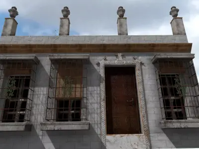 Old High-Quality 3D Colonial House Low-poly 3D model