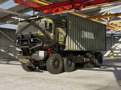 Heavy-Duty 8x8 Off-Road Military Cargo Truck Low-poly 3D model