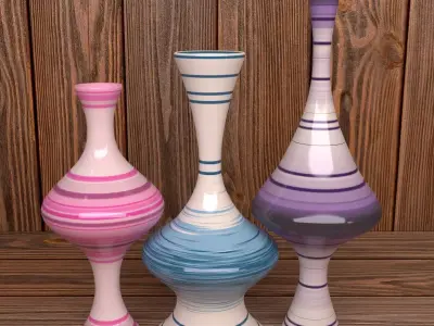 colorful modern vase set Free 3D model