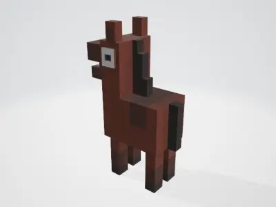 Crossy Road type game Horse and Rider Low-poly 3D model