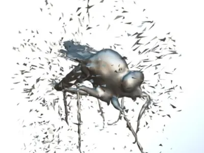 3D Amber Fossil with Preserved Mosquito Low-poly 3D model