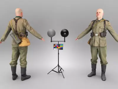 German Wehrmacht soldier ready for animation 423 Low-poly 3D model