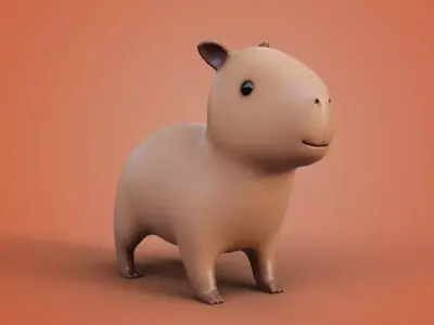 Stylized Low-Poly Capybara  Game-Ready 3D Model Low-poly 3D model