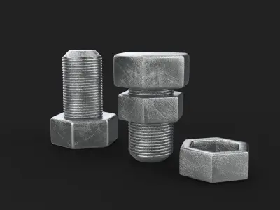 Nut and bolt 3D model