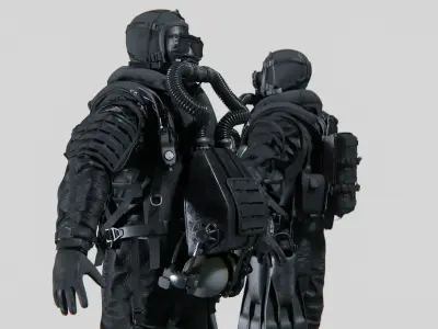 Soldier Diver Drysuit  Low-poly 3D model
