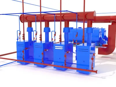 Industrial boiler room 3D model