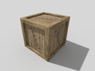 low poly wooden box Low-poly 3D model