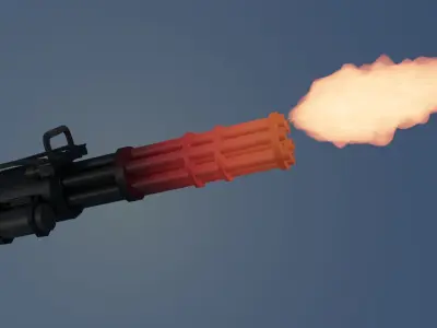 Low-poly minigun for games Low-poly 3D model