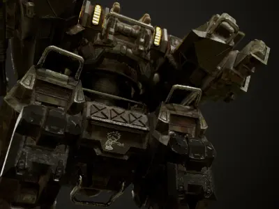 Rigged Battle Mech PBR Game Ready Low Poly Free low-poly 3D model