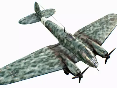 German medium bomber Heinkel He 111 series Low-poly 3D model