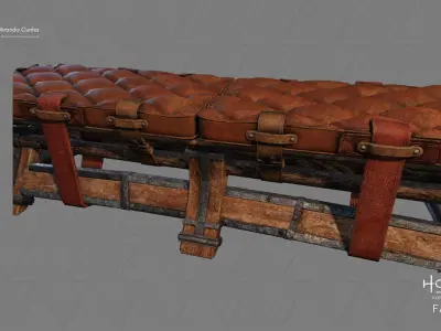 Medieval Bench Low-poly 3D model