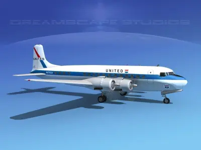 Douglas DC-6 United Air Lines 3D model