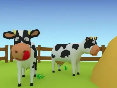 Cartoon cow low poly 3D model