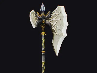 Axe Pickaxe Pike Cutting Hatchet Weapon Halberd Fantasy Bill  Low-poly 3D model