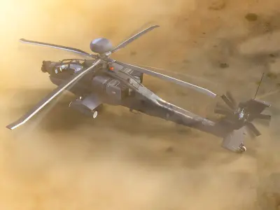 AH64E Apache Longbow Helicopter Gray Rigged Low-poly 3D model