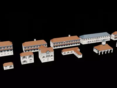 European building collection Low-poly 3D model