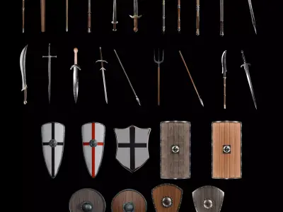 Medieval Weapons Shields Pack 3D model