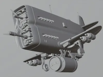 Helicopter with guns and missiles Low-poly 3D model