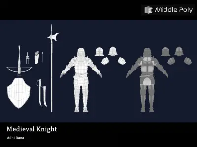 Medieval Knight Low-poly 3D model