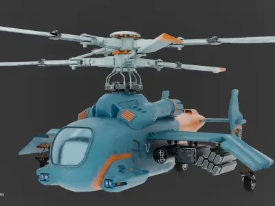 Futuristic Muscle Helicopter Low-poly 3D model