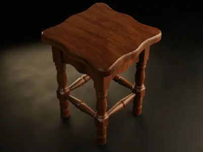 Wooden stool Free 3D model buy
