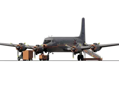 Douglas DC-7C 1954 with interior 3D model
