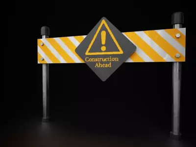 Construction Barrier Low Poly PBR Game Ready 3D Model Free low-poly 3D model