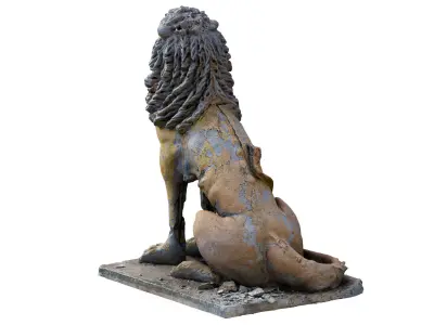Abandoned and Damaged Lion Statue 3D model