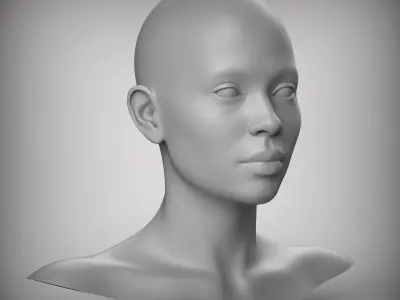 10 Realistic Female Asian American head Low-poly 3D model Low-poly 3D model