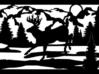 Land Deer W-24x48-cm - 30x60-cm - dxf file - laser cut 3D model
