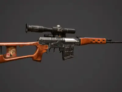 SVD - Dragunov Sniper Rifle Low-poly 3D model