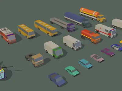 cartoon cars package Low-poly 3D model