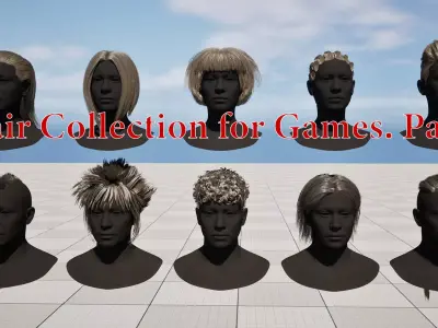 Pack real time hairstyles part 2 Low-poly 3D model