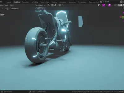 scifi power bike low poly Low-poly 3D model